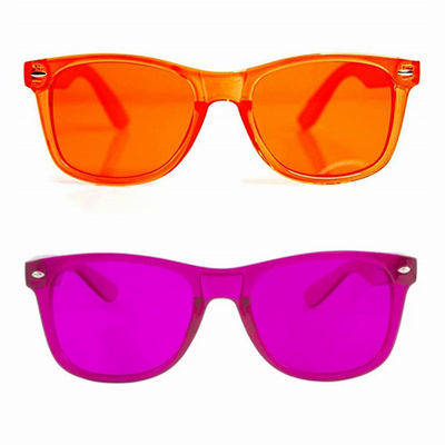 Verres de thérapie de couleur de verre colorés par lunettes de soleil en plastique dures de cadre
