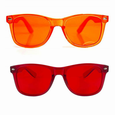 Verres de thérapie de couleur de verre colorés par lunettes de soleil en plastique dures de cadre