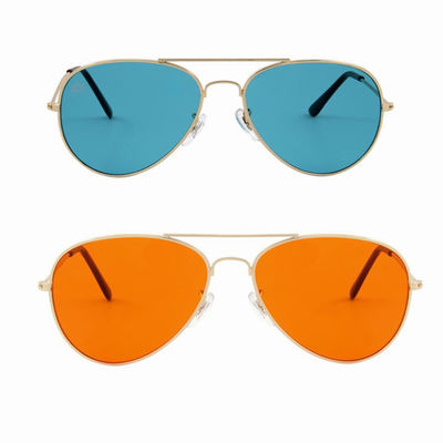 Grands pleins verres de Sunglasses Color Therapy Sun d'aviateur de cadre en métal