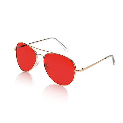Cadre rond d'or de bras des lunettes de soleil 125mm de thérapie de la couleur UV400 rouge